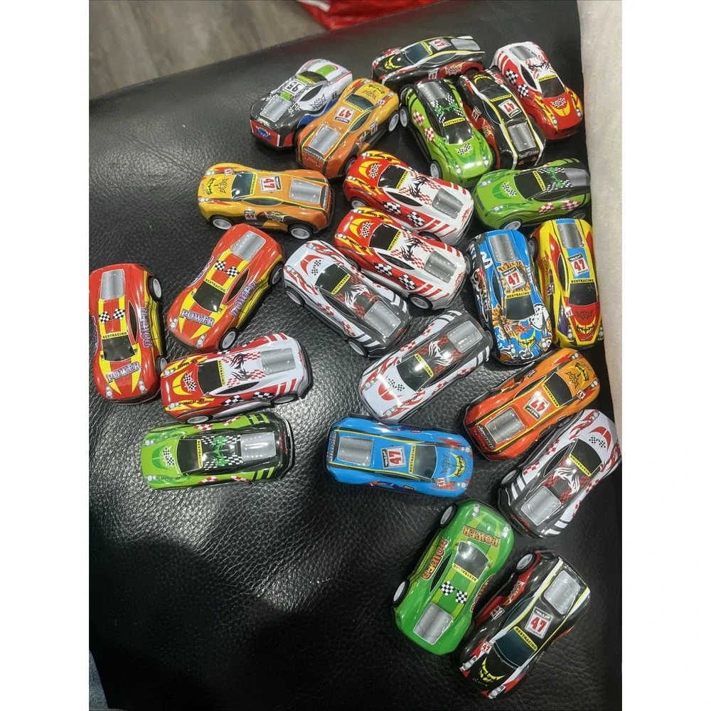 Pull Back Cars Lot of 23 Racing Toy Vehicles Plastic Rubber Wheels Multicolor